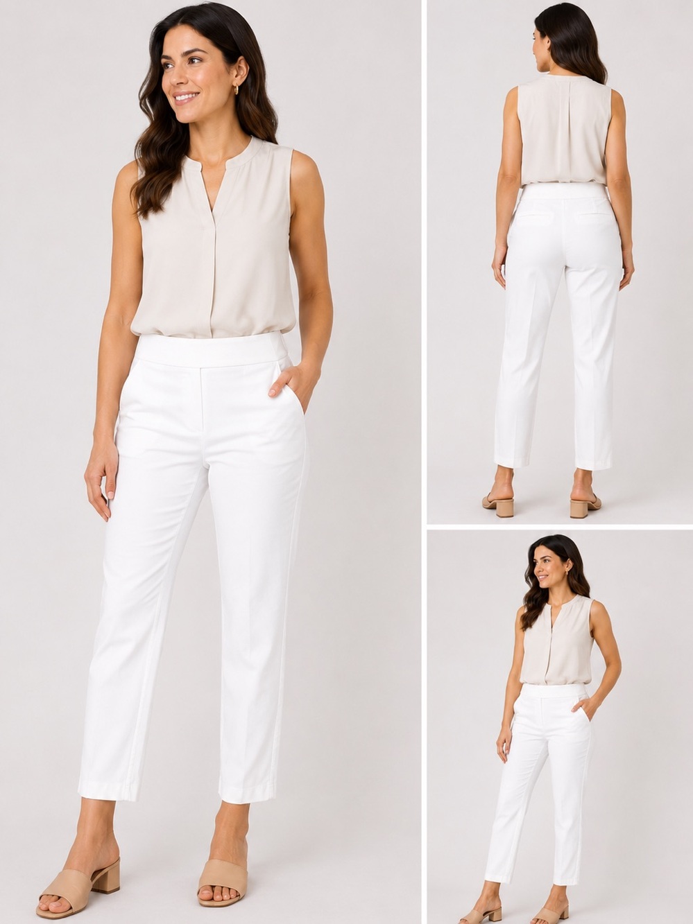 Mainstream Boutique White Women's Pull On Ankle Pants Size 6